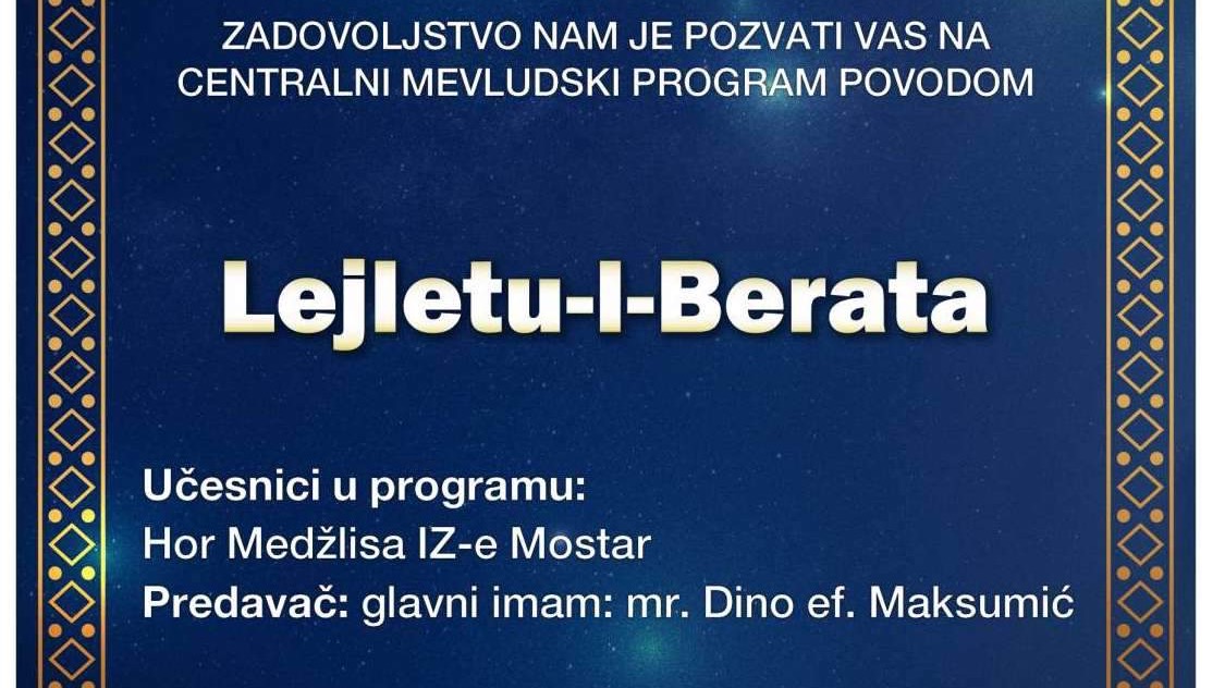 Mostar: Centralni mevludski program u povodu Lejletu-l-berata u mesdžidu u Kozici
