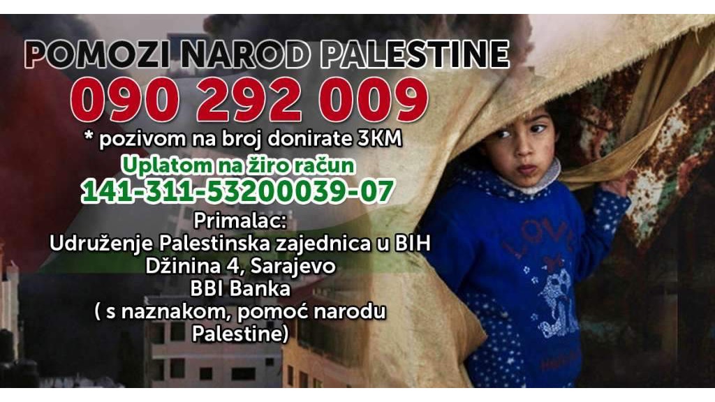 Pokrenut humanitarni broj za pomoć narodu Palestine