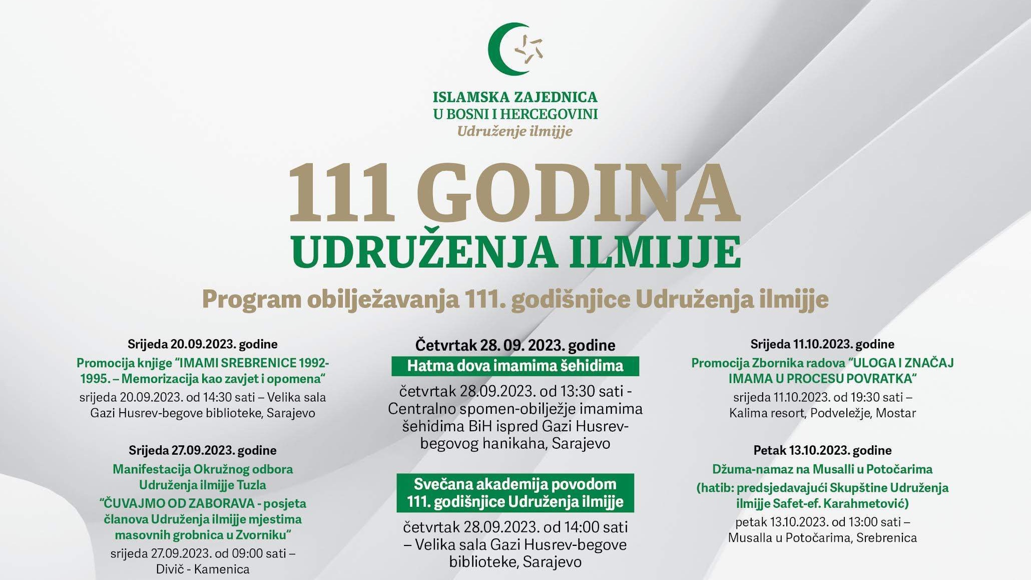 Svečana akademija povodom 111. godišnjice Udruženja ilmijje 28. septembra