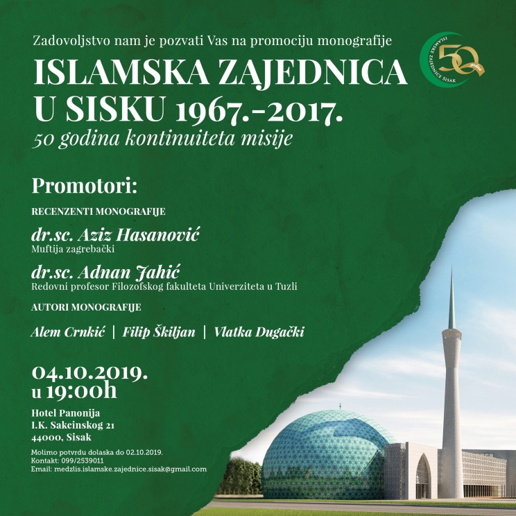 Promocija monografije “Islamska zajednica u Sisku 1967.-2017"