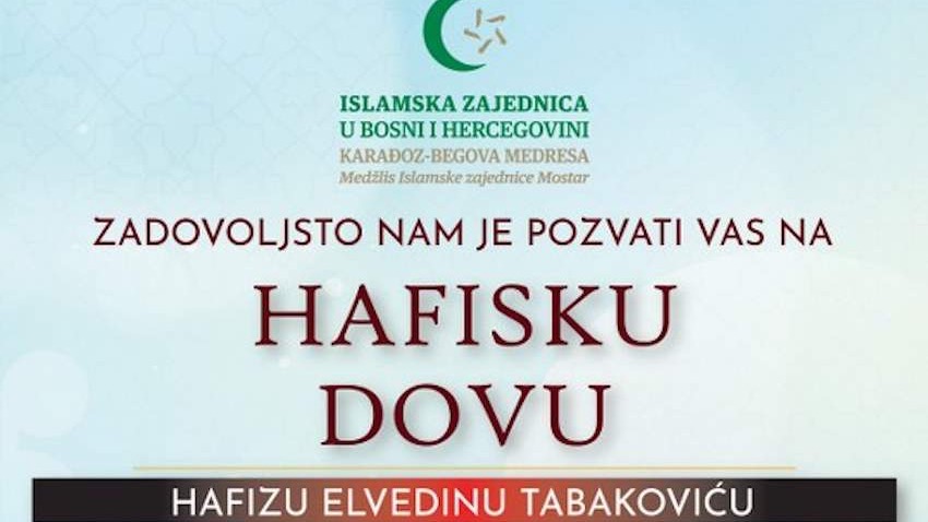 Sutra hafiska dova Elvedinu Tabakoviću u džamiji u Gornjem Zaliku