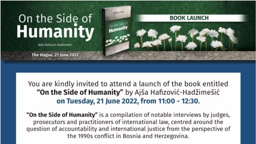 Hag: Promocija knjige Ajše Hafizović-Hadžimešić "On the Side of Humanity"