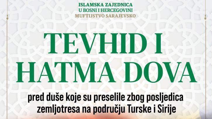 Muftijstvo sarajevsko: U Carevoj džamiji sutra će biti proučeni tevhid i hatma za žrtve zemljotresa 