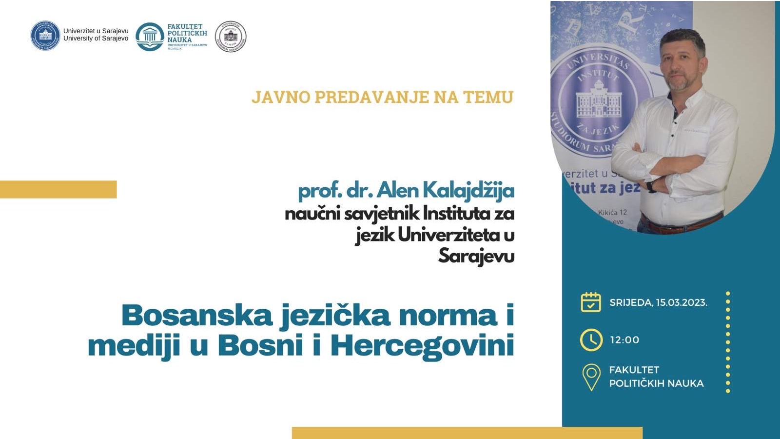 Danas javno predavanje "Bosanska jezička norma i mediji u BiH" na FPN