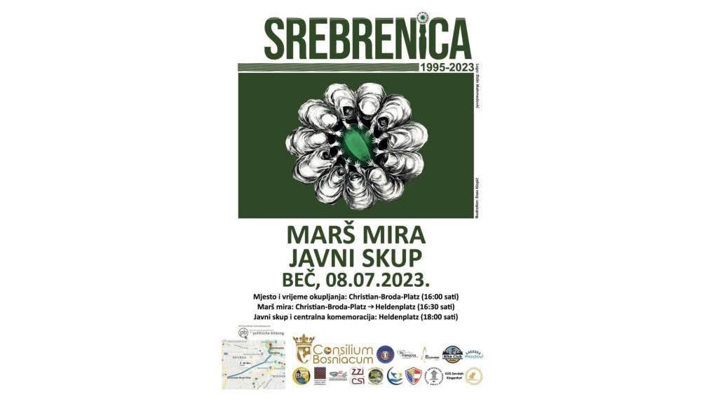 Marš mira i javni skup 8. jula u Beču povodom 28. godišnjice genocida u Srebrenici