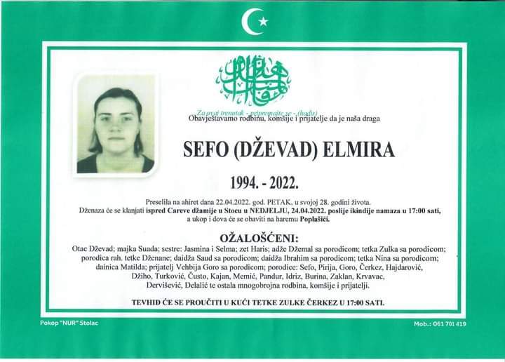 dzenaza.jpg - Sutra dženaza Elmiri Sefo stradaloj u zemljotresu