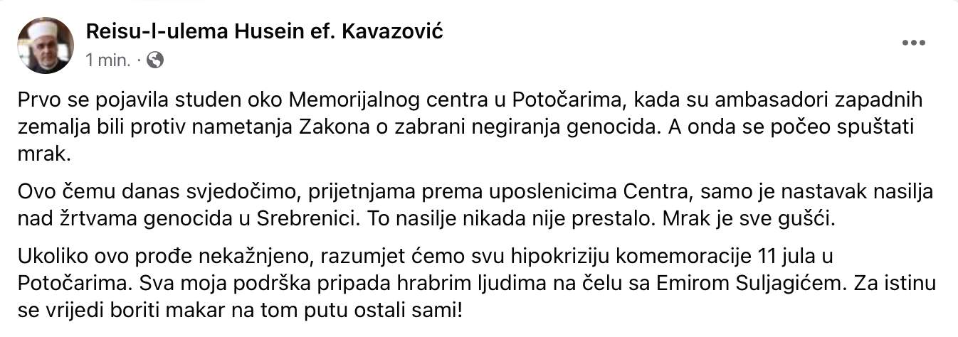 Slika zaslona 2023-08-04 u 10.55.59.jpg - Reisul-ulema Kavazović dao snažnu podršku uposlenicima Memorijalnog centra